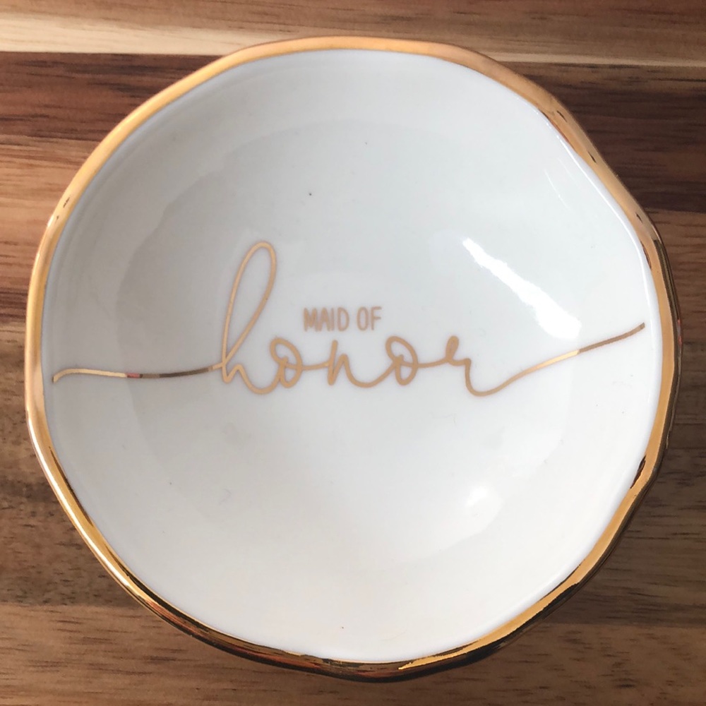 Wedding Bridal Party Gift Ceramic Trinket Dish Maid of Honor - New